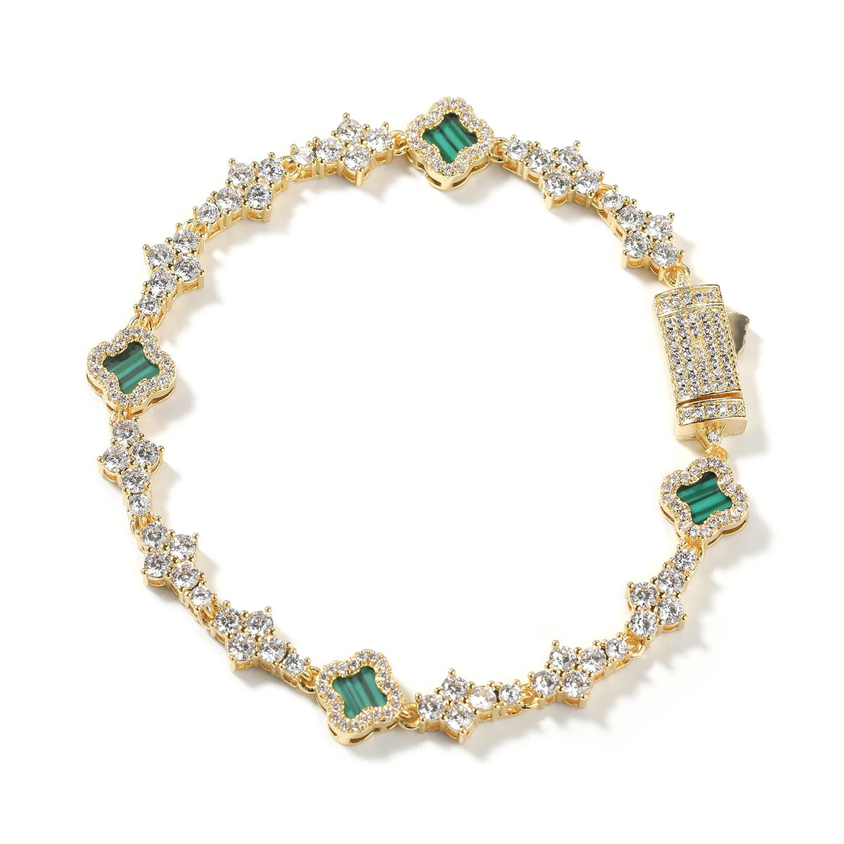 New Arrival Jewelry Iced Out Cross Chain Bracelet Four Leaf Clover Shell Pearl Bracelets for Anniversary Gift Party Jewelry