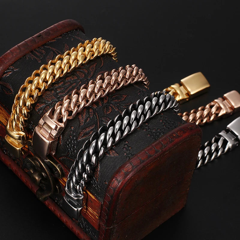 KALEN Silver Color Stainless Steel Link Charm Bracelets for Men