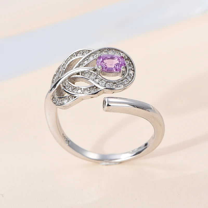 BiG-BOSS Premium Natural Oval Cut Pink Sapphire Solitaire Rings 925 Silver Rhodium Plated Prong Setting for Luxury Jewelry Retailers
