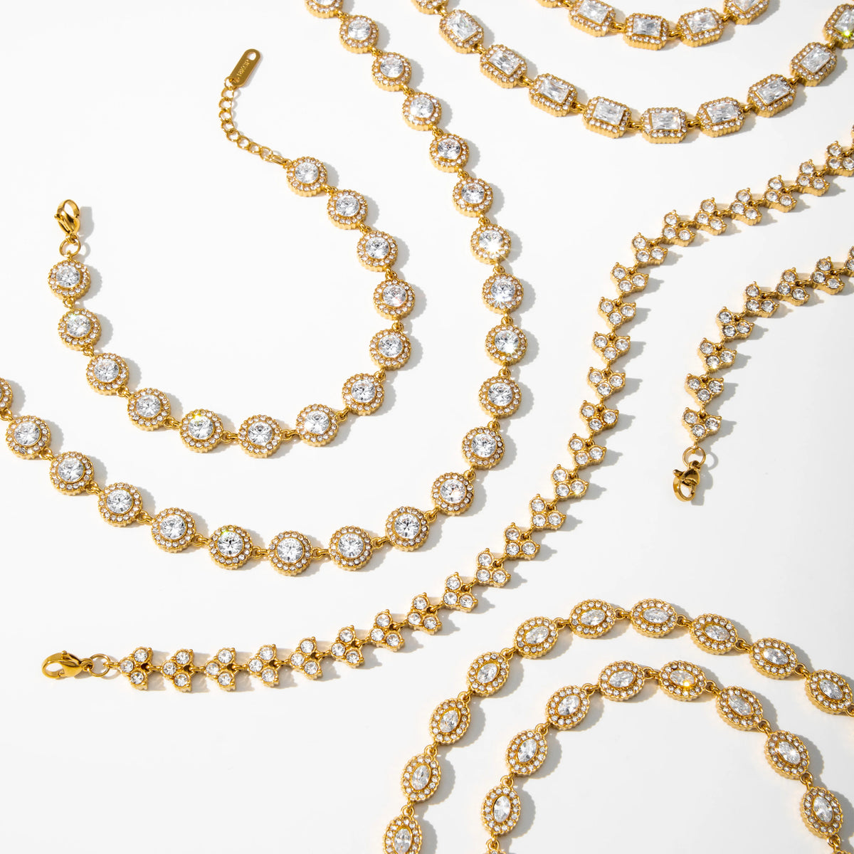 S&S 18K Gold Plated Geometric Zircon Jewellery Set | Necklace & Bracelet | S&S Collection