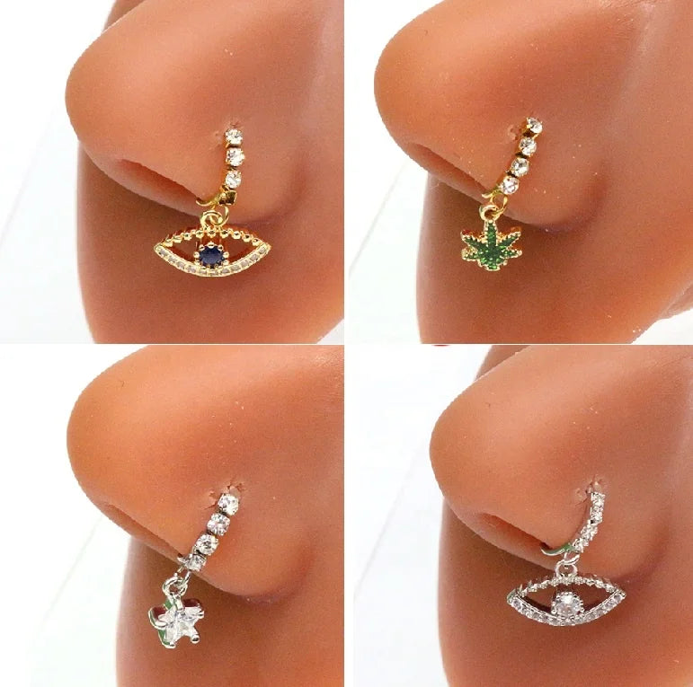 S&S Stainless Steel Dangle Hoop Nose Ring Collection | 66 Designs
