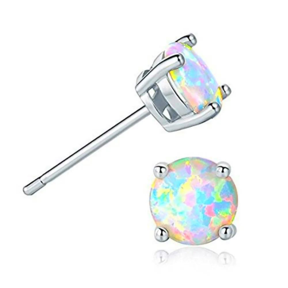 Aobao Viral Opal  Earrings | Accent Silver Plated Women's Engagement Jewelry-Trendy Bulk