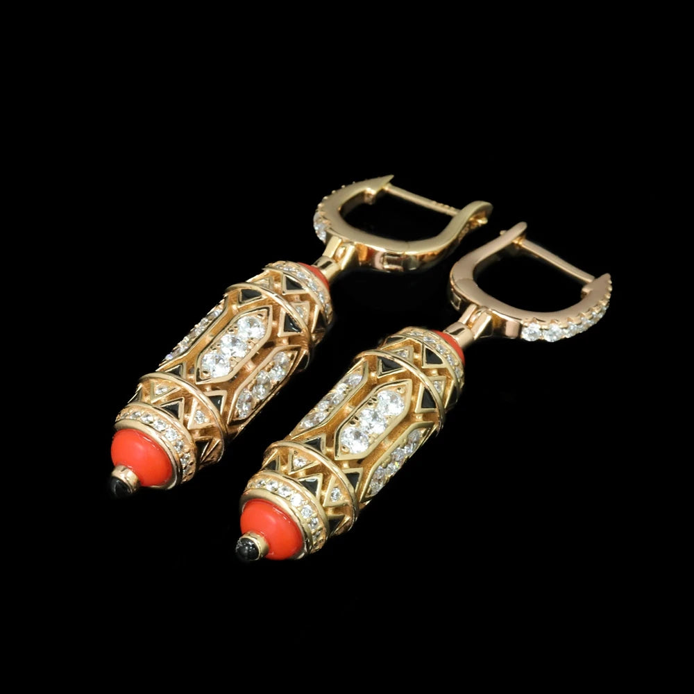 MUSHAN Jewelry Factory S925 Sterling Silver Earrings With Electroplated Gold and Enamel Craftsmanship Are Best Selling