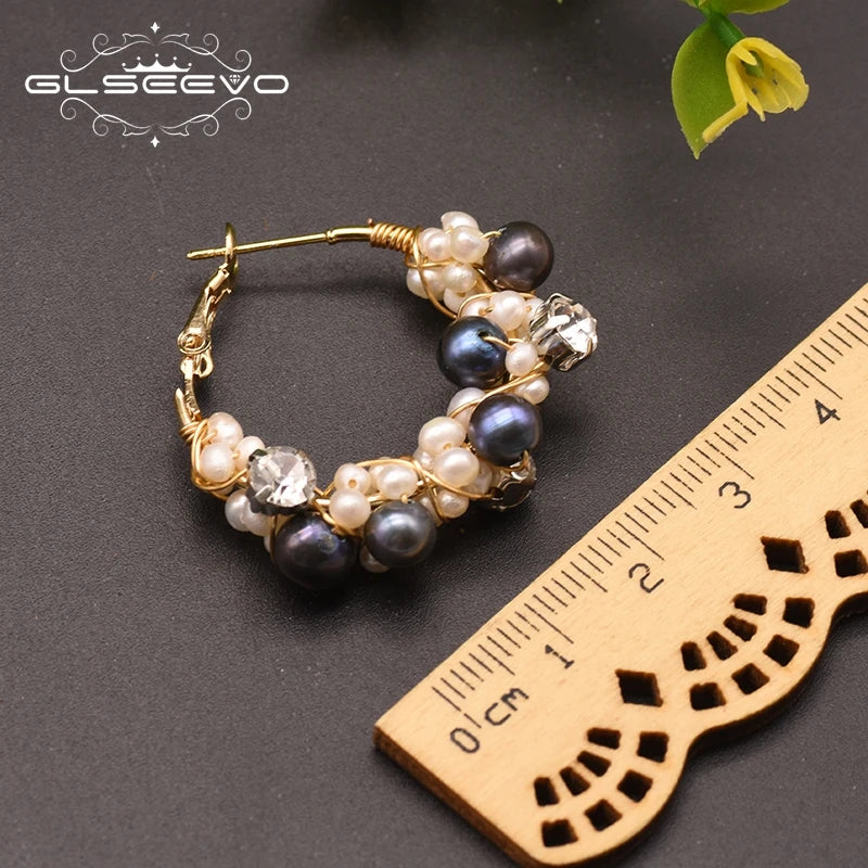100% Natural Fresh Water Pearl Hoop Earrings for Women Engagement Birthday Luxury Jewelry Pendientes Mujer Earrings Bulk