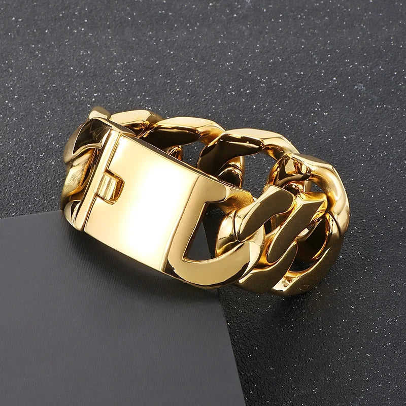 KALEN Bold Vintage Men Hip-Hop Stainless Steel Fashion Jewelry Bracelets Huge Cuban Link Chain Bracelet