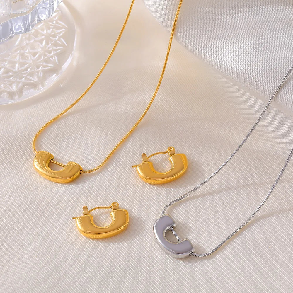 French Butterfly Pendant Collarbone Necklace & Earrings | Gold & Silver Stainless Steel Fashion Jewellery