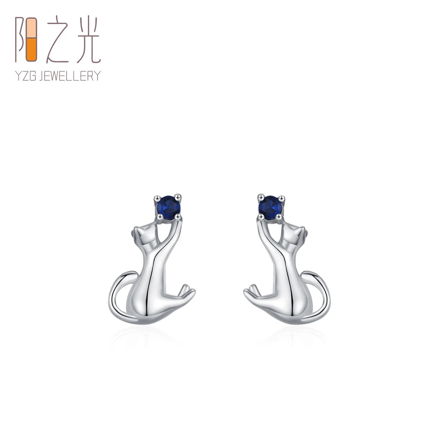 925 Sterling Silver Cute Little Cat Earring Necklace Set Fashion Personalized Animal Jewelry Gift Set