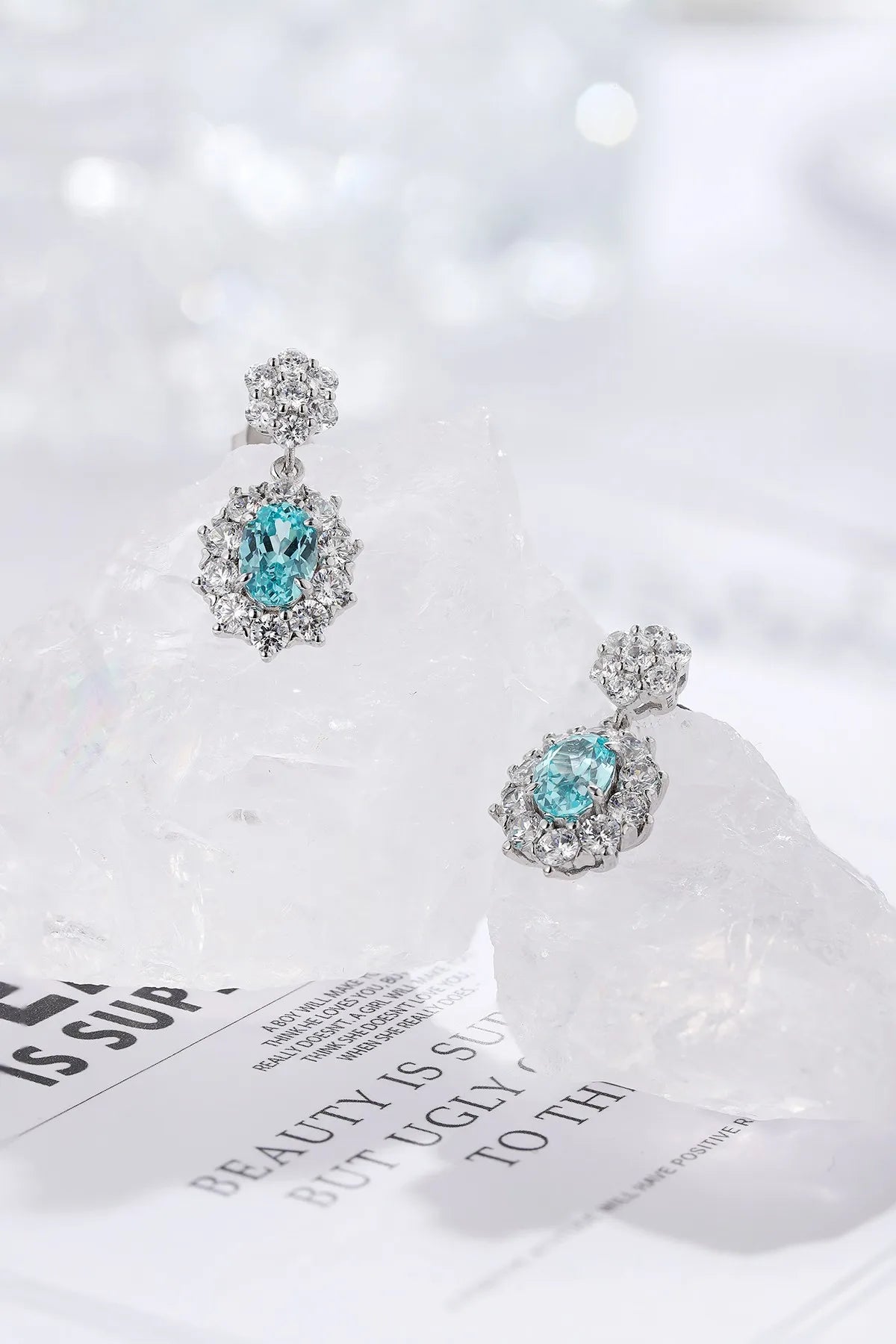 Gemfiori Anster High Quality S925 Lab Grown Paraiba Earring Stud Dainty Gemstone Stud Earrings for Women Daily Wear Gift