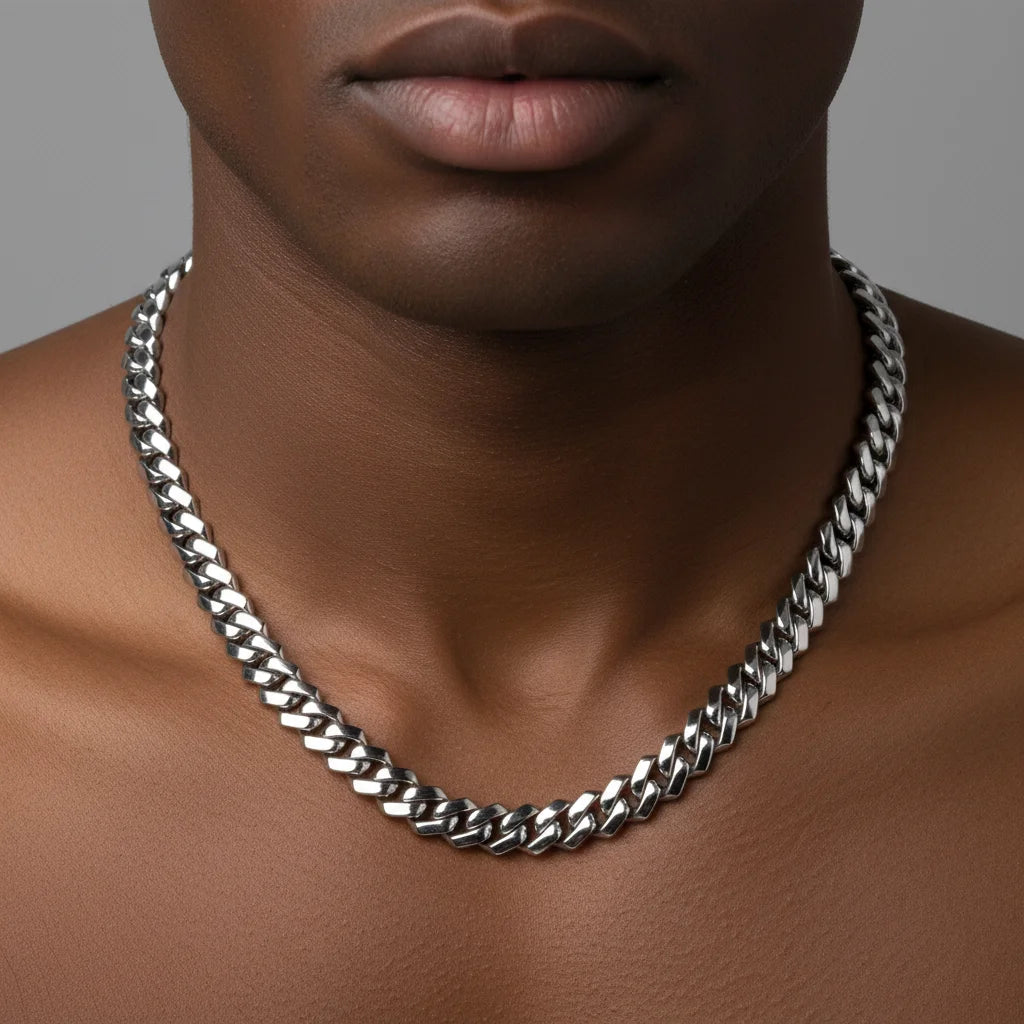 Plain Polished 925 Sterling Silver Hiphop Jewelry Moissanite 8/10/12/14/16mm Cuban Link Chain Necklace with Bracelet Chain Set