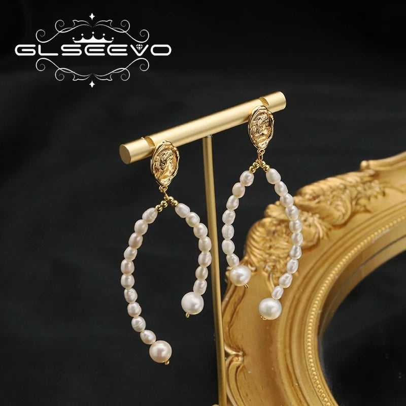 Natural Freshwater White Pearls  Wholesale Fashion Jewelry Earrings Luxury 18k Gold Plating Hoop Earrings