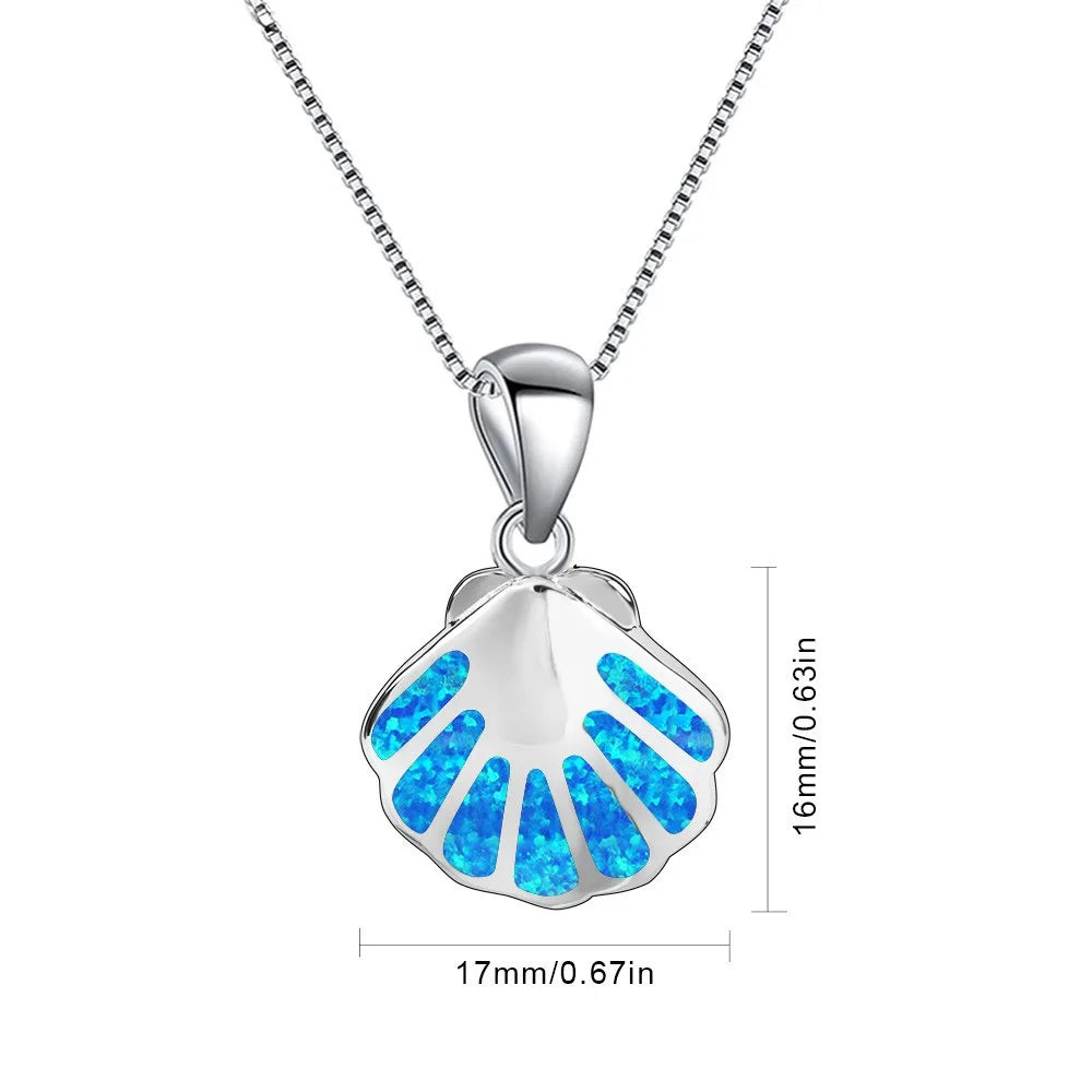 Trendy Aobao Blue Opal Animal Shape Christian Silver Plated Minimalist Necklace European American Style Sweater Chain Gift Women