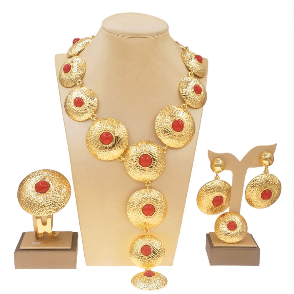 Zhuerrui Italian Gold Plated Jewelry Sets High Quality Brazilian Gold Jewelry Set Necklace Bracelet Chain Jewelry Set H00509