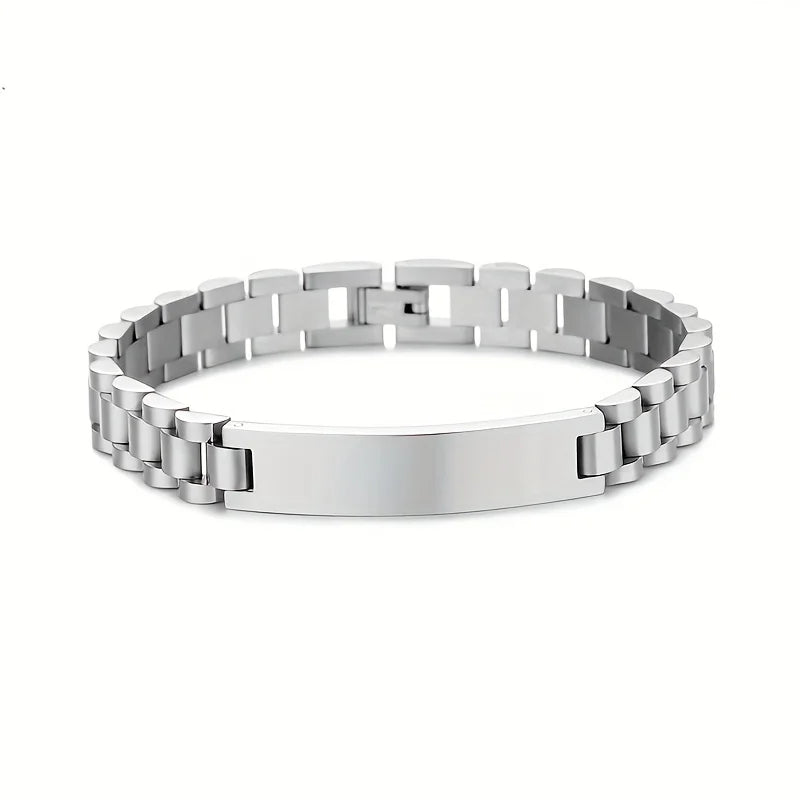 REBEL TD Hot Selling Custom Engraved ID Bar Bracelet, Waterproof Stainless Steel Watch Band Bracelet for Men
