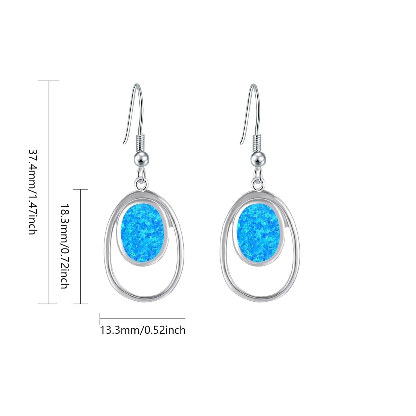 Jewelry for Women Bohemian Plant Floral Cluster Silver Plated Opall Ellipse Stud Earrings