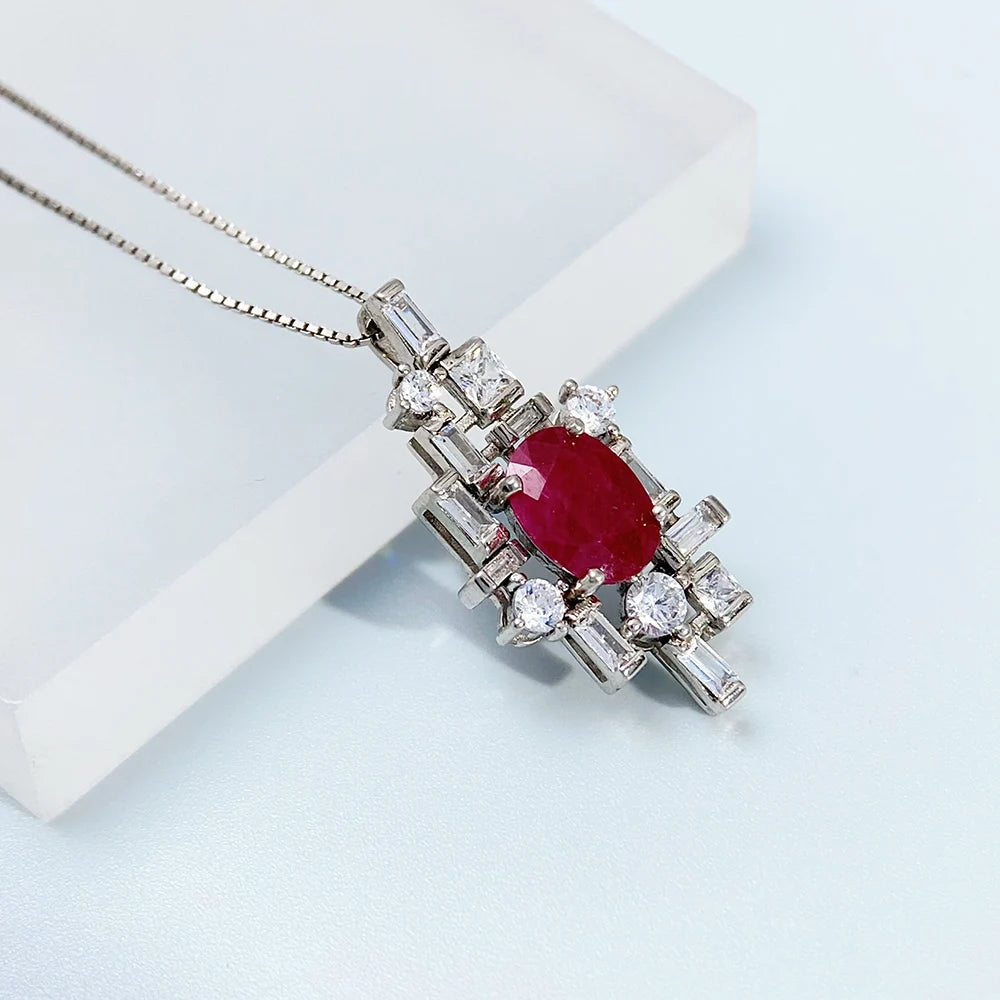 Gioiellieri Ruby Pendant for Necklace with Natural Red Gemstone 925 Sterling Silver July Birthstone Fine Jewelry Luxury Engagement Wedding