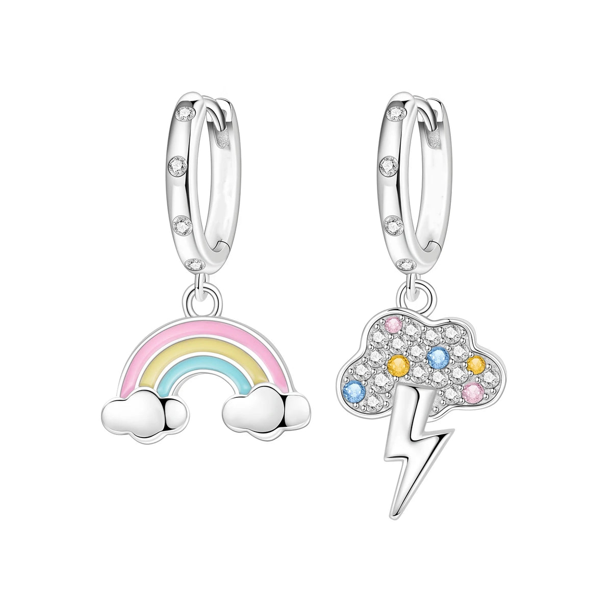 S&S Zircon Drop & Hoop Earrings | Snowflake, Feather & Clover | S&S