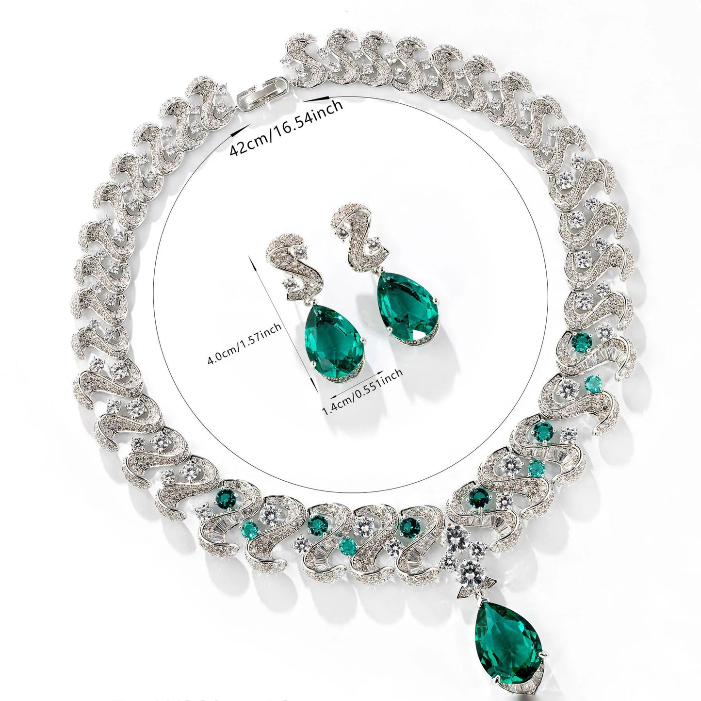 European American Luxury Design Zirconia Bridal Necklace Earrings Set Wedding Evening Party Luxury  Fashion Jewelry Sets