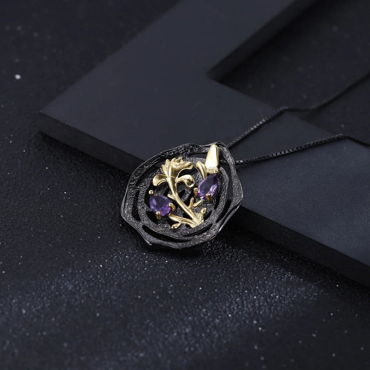 ArtistA Abiding Fine Jewelry Manufacturer Original Design Geometric Flower Natural Amethyst Gemstone 3Pieces Jewelry Set for Women S925