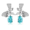 Gemfiori PT950 Lab-Grown Diamond Paraiba Geometric Trendy Drop Earrings for Wedding & Party