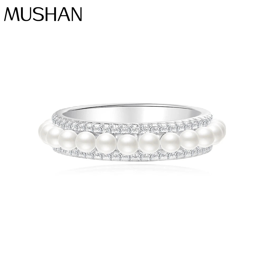 MuShan Jewelry Factory 2026 European American Minimalist Wedding Ring S925 Silver Platinum Plated Beaded Half Hole 2.5mm Cold