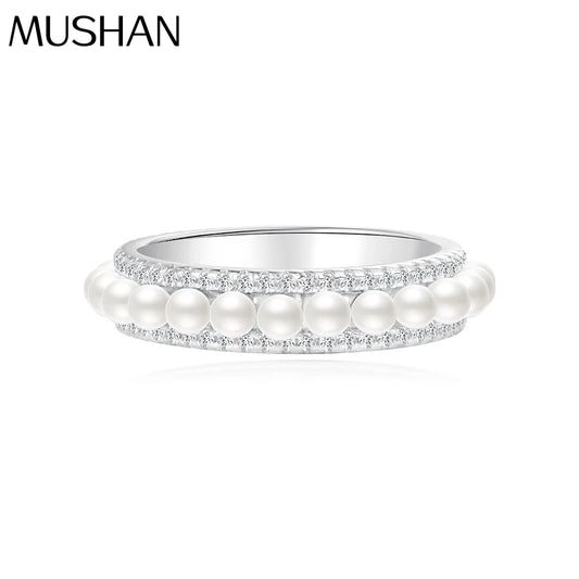 MuShan Jewelry Factory 2026 European American Minimalist Wedding Ring S925 Silver Platinum Plated Beaded Half Hole 2.5mm Cold