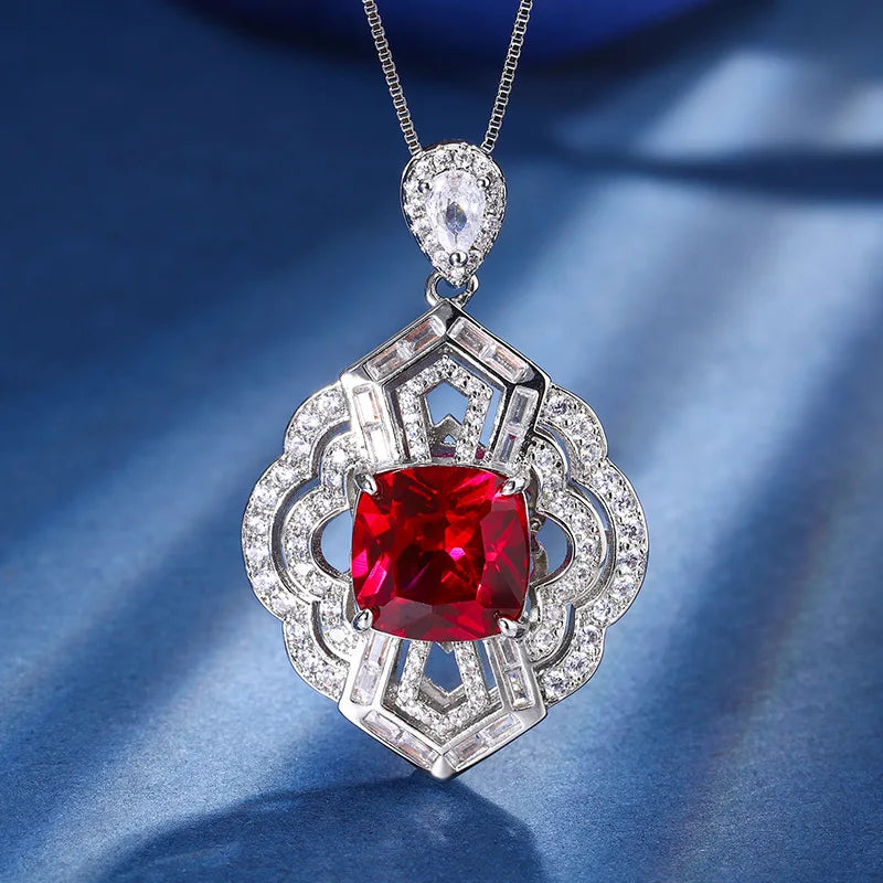 Gemfiori Luxurious Temperament Emerald Zircon Pendant Ring Fashionable and Personalized Hollow Jewelry Set