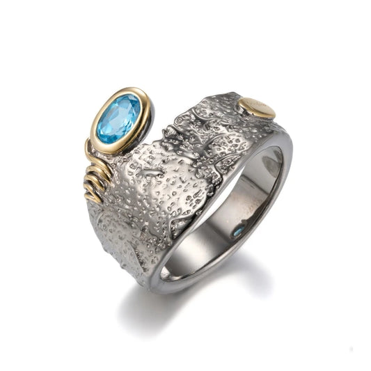 Fashionable Jewelry Wholesale Blue Topaz 925 Sterling Silver Rings