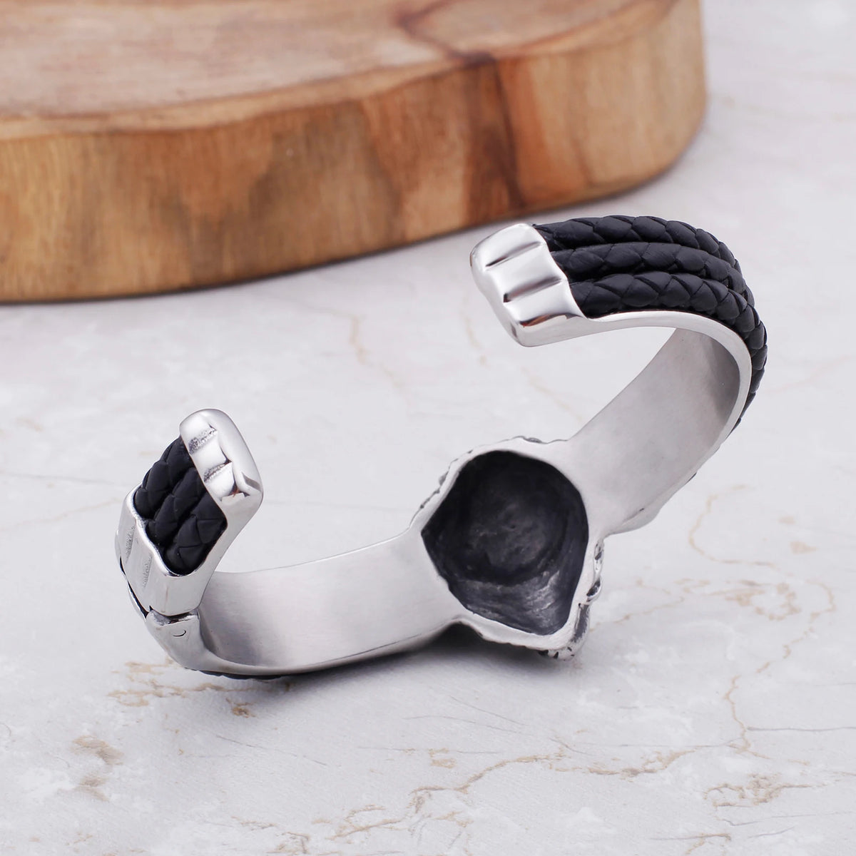 VIKING Mens Punk Lion Head Bangle – Silver Stainless Steel