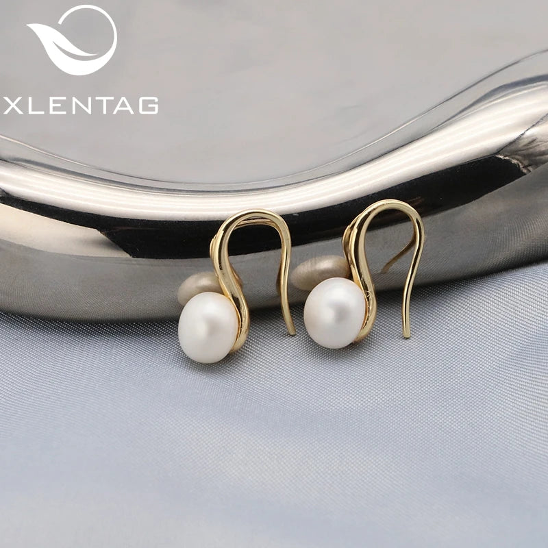 GLSEEVO High Sense Natural Freshwater Pearls Female Ear Hooks Luxury Earrings Give a Gift to a Friend Fine Jewelry