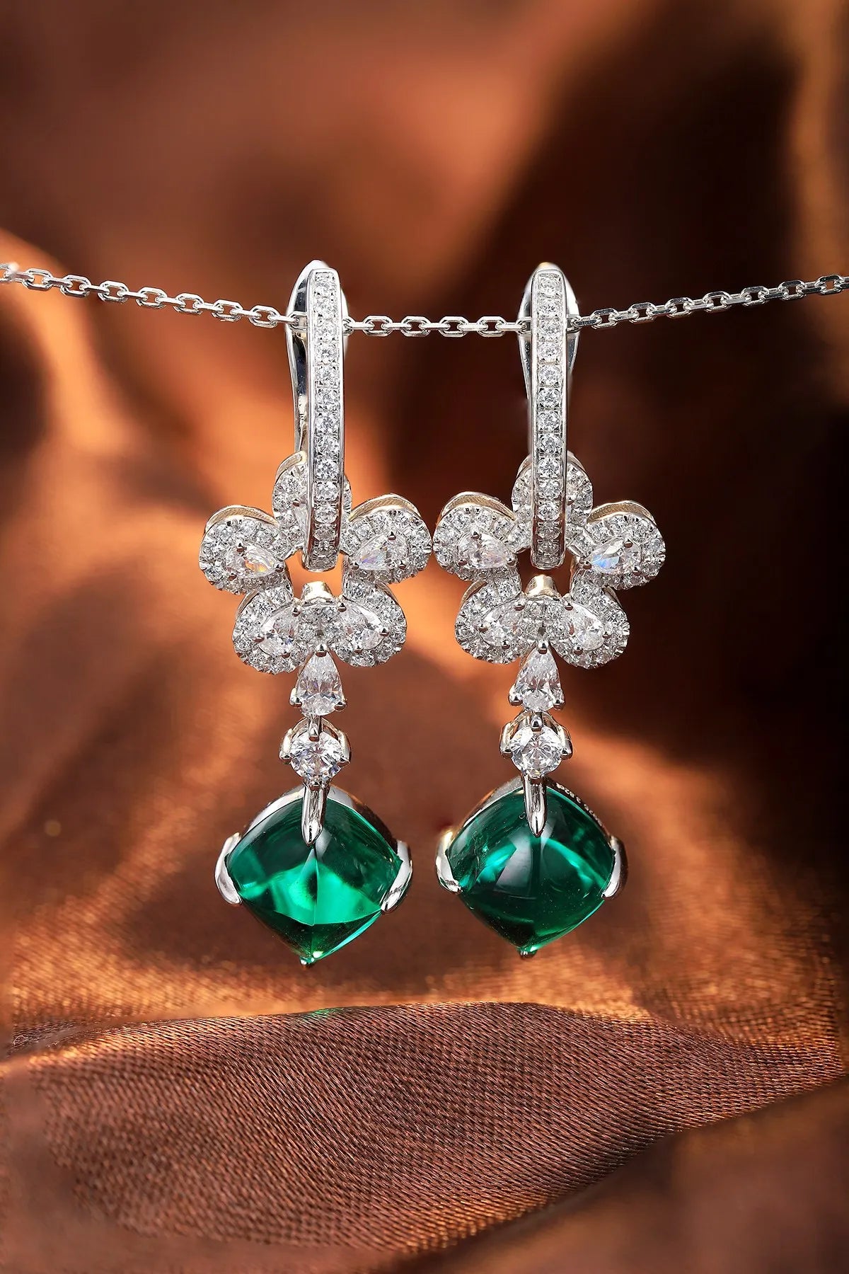 Gemfiori Anster High Quality S925 Lab Grown Emerald Earring Stud Dainty Gemstone Stud Earrings for Women Daily Wear Gift