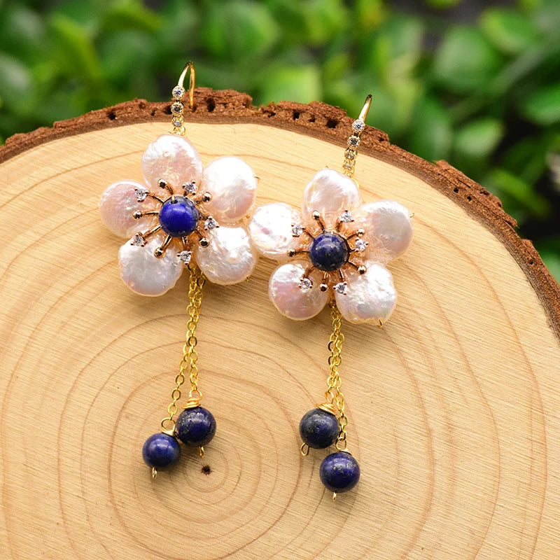 New Jewelry Yiwu Wholesale Natural Baroque Pearl Stud for Women Flower Earrings Korean Wholesale Bulk 18K Gold Plated Jewelry