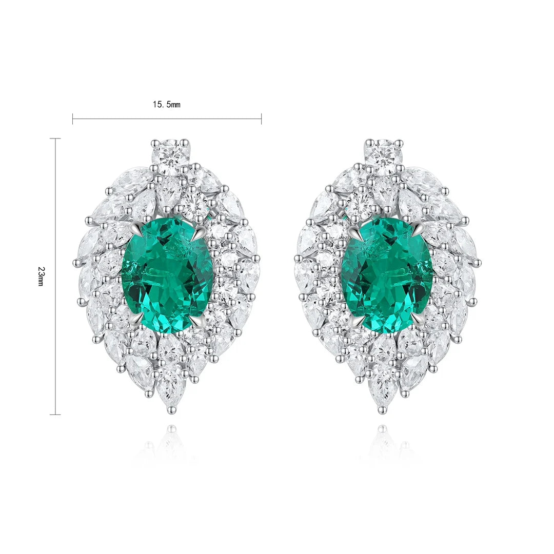 Gemfiori Anster High Quality S925 Lab Grown Emerald Earring Stud Dainty Gemstone Stud Earrings for Women Daily Wear Gift
