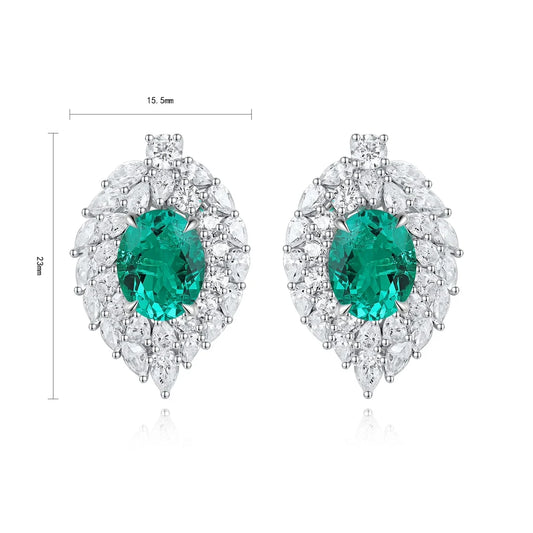 Gemfiori Anster High Quality S925 Lab Grown Emerald Earring Stud Dainty Gemstone Stud Earrings for Women Daily Wear Gift