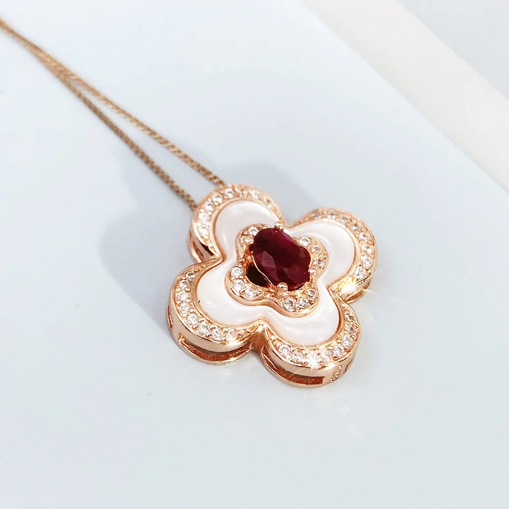 Gioiellieri Luxury Natural Ruby Pendant S925 Sterling Silver Necklace for Women Fine Jewelry Anniversary Wedding Gift July Birthstone Red