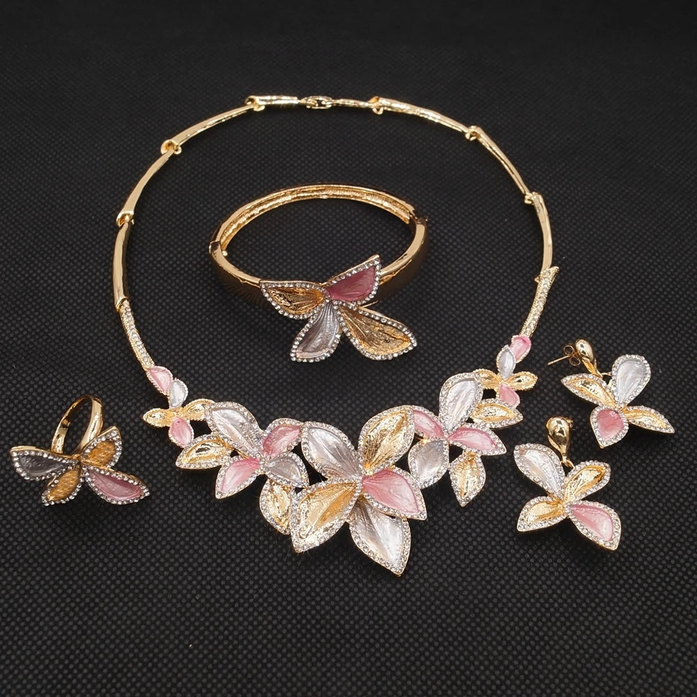 Zhuerrui Ethiopia Italian Gold Design Jewelry Sets Hat Shape Chain Collar Jewelry Set Woman Wedding Party Bridal Jewelry