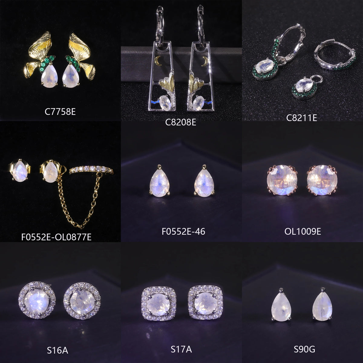 ArtistA Abiding Unique Design 925 Sterling Silver Moonstone Earrings Cut Women Bijoux Genuine Moonstone Dangle Drop Hoop Stud Earrings