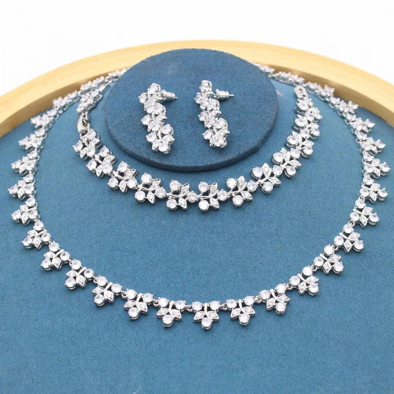 Luxurious 925 Sterling Silver Bridal Custom Jewelry Sets Green Semi-Precious Stone Classic Necklace Earrings Bracelet Wedding