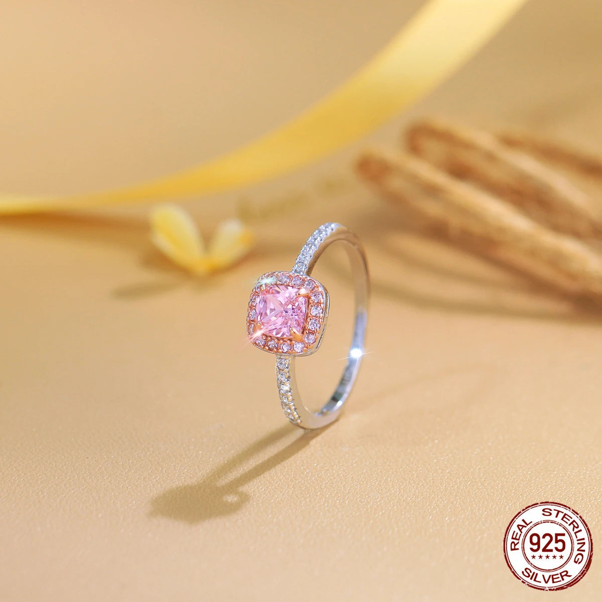 S&S 925 Sterling Silver Princess Cut CZ Cocktail Ring – Rose Gold Plated – Collection