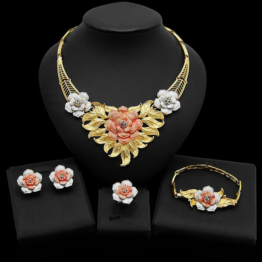 Zhuerrui Mother's Love I Love You Hug and Kiss Jewelry Sets Germany Fashion Plated Gold Xoxo Stainless Steel Jewelry Set