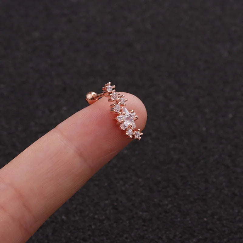 S&S 18K Gold Plated Zircon Stud Earrings | Stainless Steel Ear Bone Nail | S&S Collection