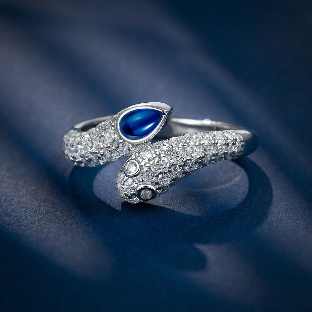 MuShan Jewelry Factory New 0.3ct Teardrop Lab Grown Red and Blue Sapphire 3*5 Ring With Full Diamonds From Europe and America