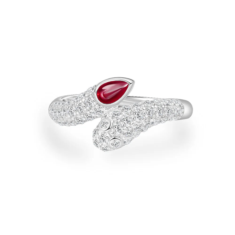 MuShan Jewelry Factory New 0.3ct Teardrop Lab Grown Red and Blue Sapphire 3*5 Ring With Full Diamonds From Europe and America