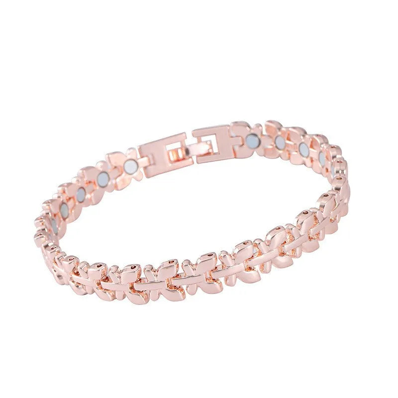 Euro-American Cross-border Hot-selling Magnetic Bracelet Stylish Luxury Lucky Clover Design Kevlar Natural Stone Single-Row