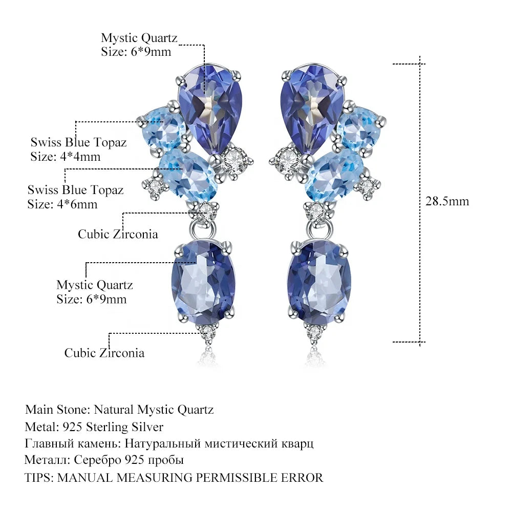 ArtistA C7645E Abiding Natural Mystic Quartz Sterling S925 Jewelry Earring High Quality 925 Sterling Silver Women Silver Drop Earrings