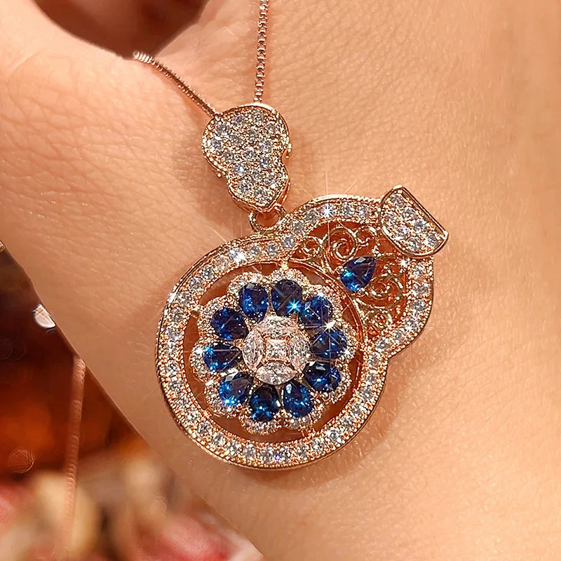 REDheart Certified Fashion Trendy 18K Gold Plated Flower Shape Zircon Copper Alloy Women's Wedding Jewelry Set