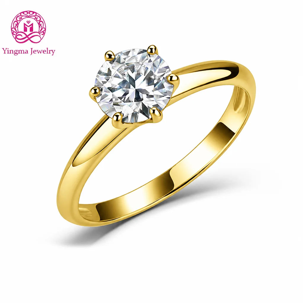 Gioiellieri Classic Six Prong Lab Grown Diamond Ring 2CT D VVS1 Plain Smooth Band 9K 10K 14K 18K Solid Gold Women Premium Fine Jewelry