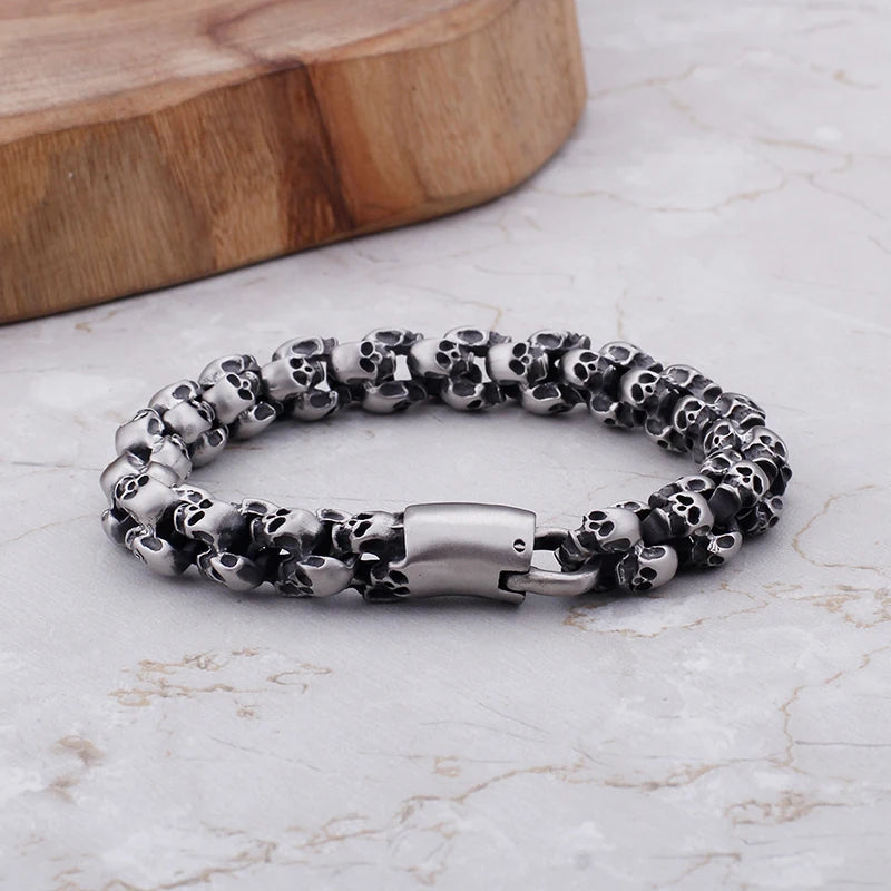 KALEN Punk Men Stainless Steel Bracelet Bangles Skeleton Skull Links Fashion Jewelry Bracelet