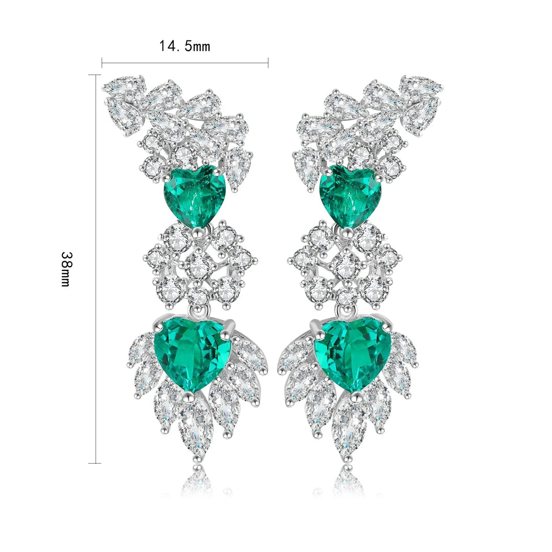 Gemfiori 4.7ct Certificate 925 Sterling Silver Women's Earrings Custom Lab Grown Gemstone Diamond Heart Design Jewelry