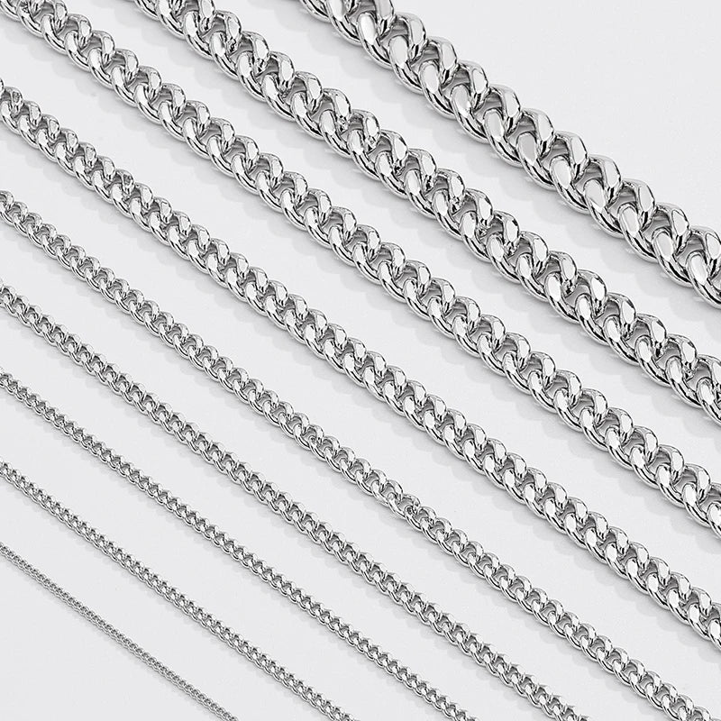 S&S 925 Sterling Silver Diamond Cut Cuban Chain Necklace | 10 Widths × 5 Lengths