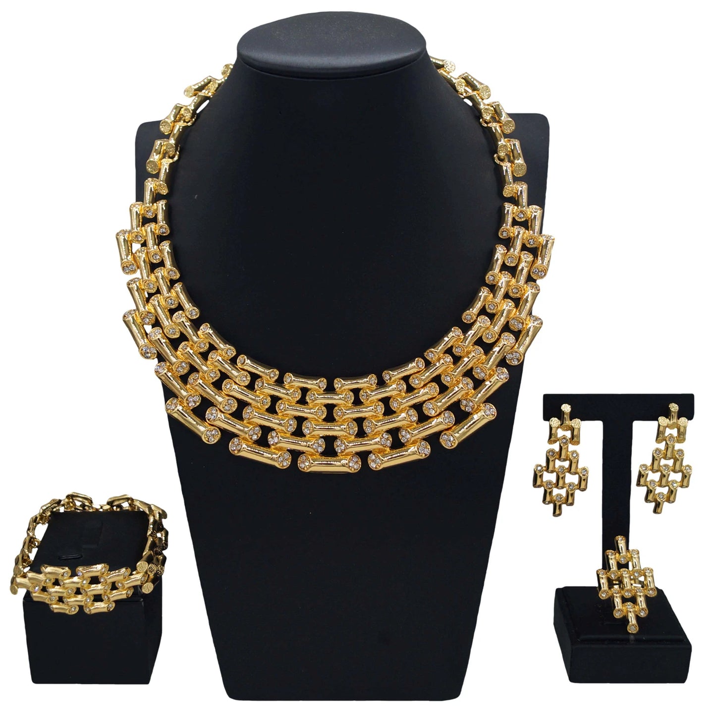 Zhuerrui Hot Selling Luxury Exquisite Jewelry Set Unique Personality Bamboo Chain Italian Engagement Ring Wedding JewelryH00777